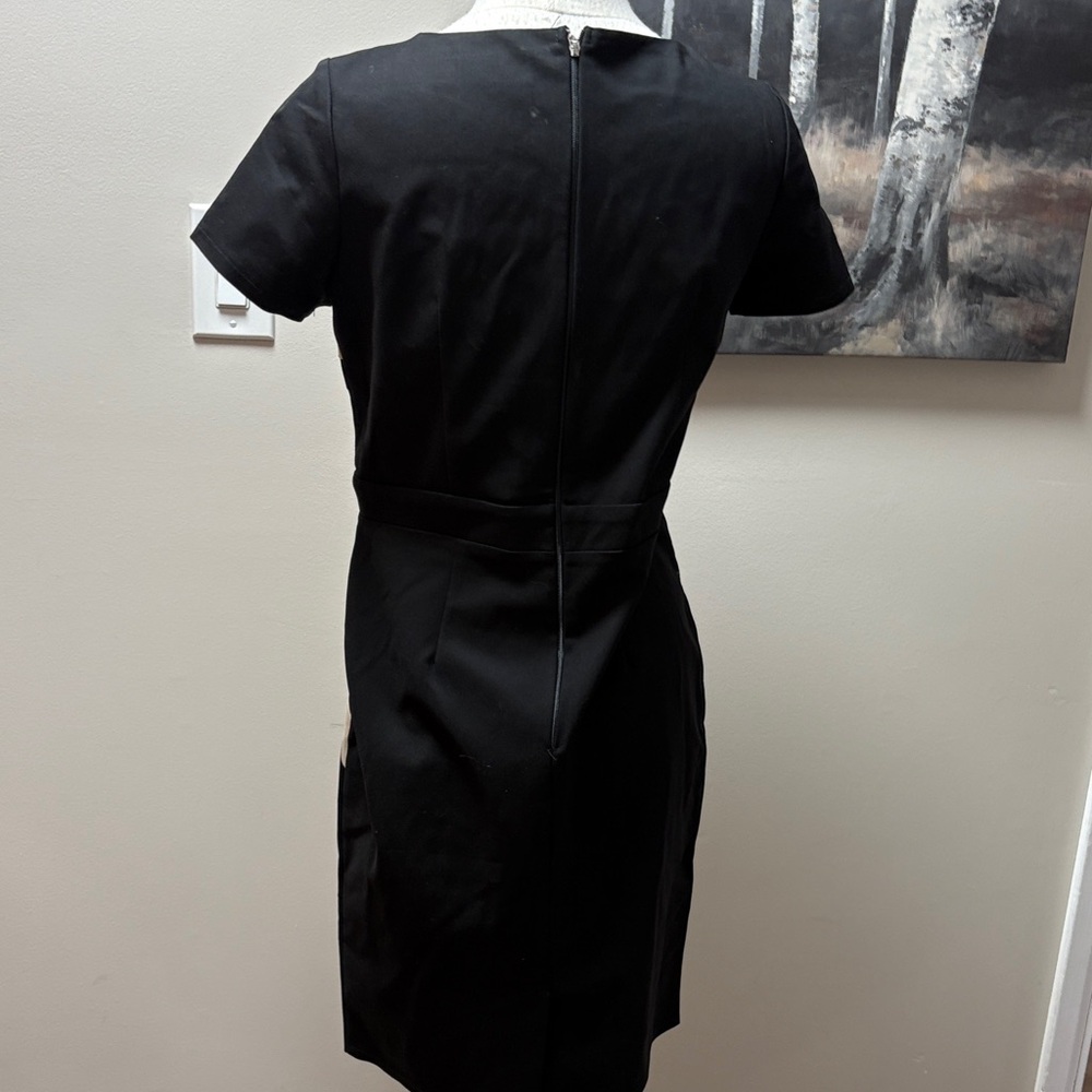 Paper Doll Geometric Mini Dress in Black, Cream, and Tan - Picture 4 of 7